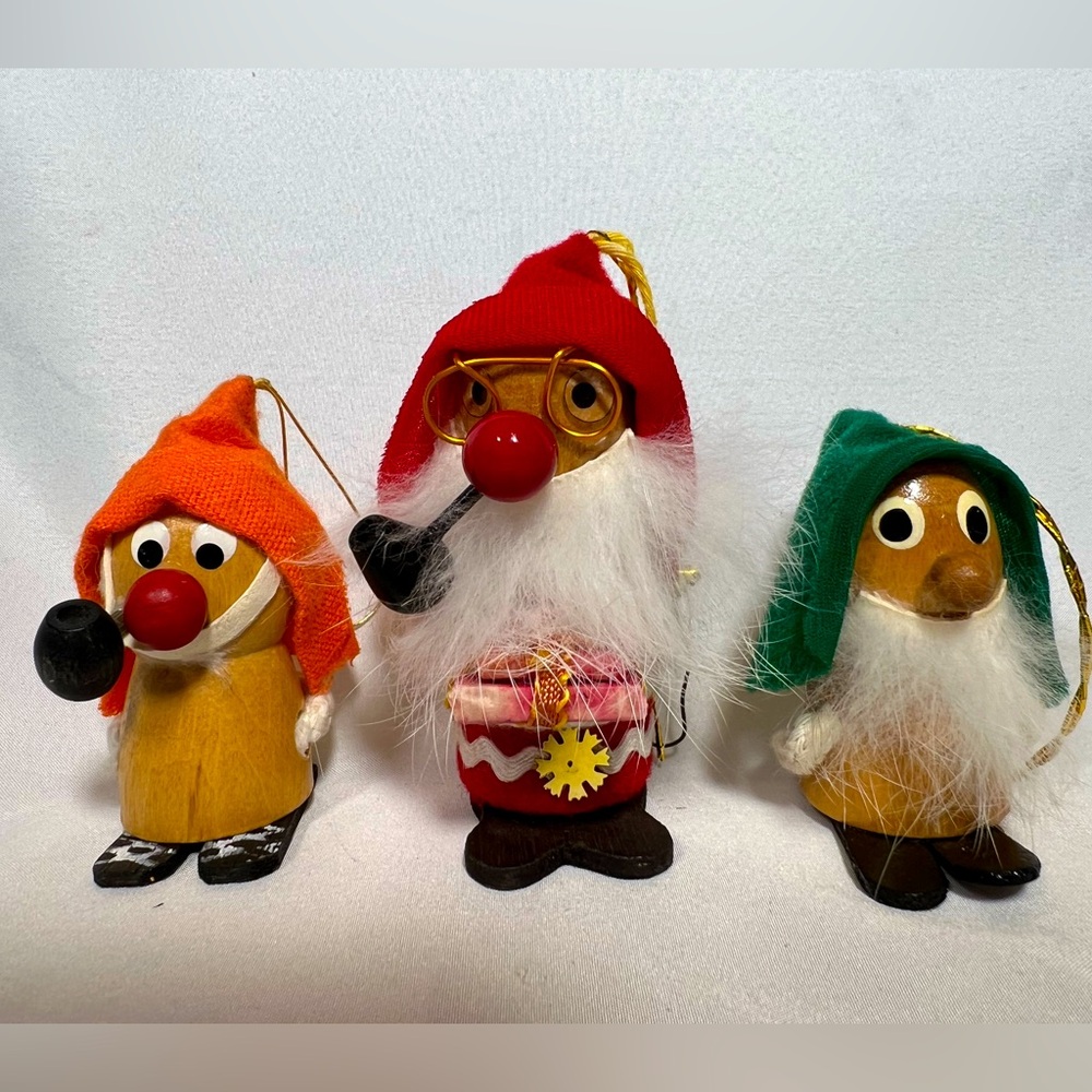 3PC Vintage Kurt Alder Figure LOT Santa Bobble Head Gnomes Christmas Holiday